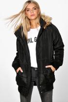Boohoo Freya Cocoon Padded Coat Black