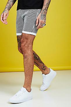 Boohoo Skinny Fit Stripe Detail Denim Shorts