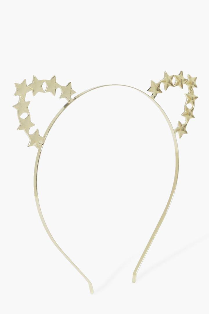 Boohoo Emilia Star Cat Ear Headband Gold