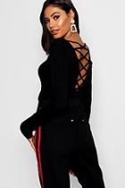 Boohoo Lace Up Back Detail Slim Jumper