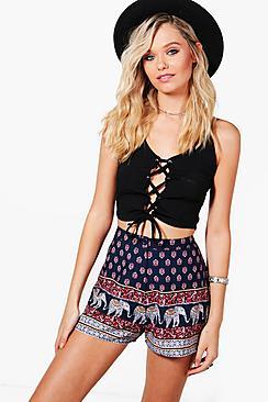 Boohoo Jayla Elephant Print Woven Flippy Shorts