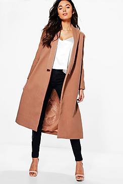 Boohoo Grace Shawl Collar Wool Coat