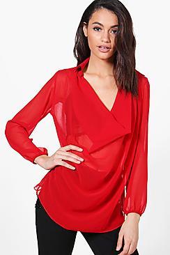 Boohoo Lola Cowl Neck Shirt