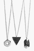 Boohoo 3 Pack Geo Charm Necklace Silver
