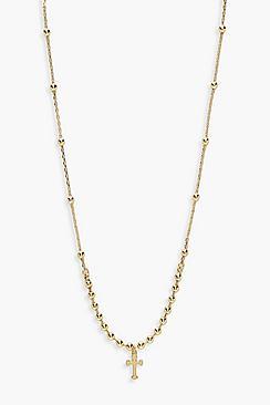 Boohoo Cross And Ball Chain Necklace
