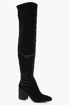 Boohoo Alexandra Low Block Heel Over The Knee Boot