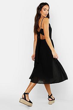 Boohoo Tie Back Chiffon Skater Dress