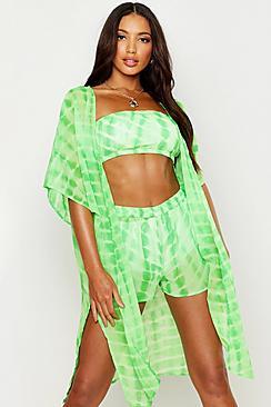 Boohoo Neon Tie Dye Three Piece Beach Co-ord