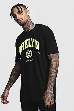 Boohoo Oversized Brklyn Front Print Tee