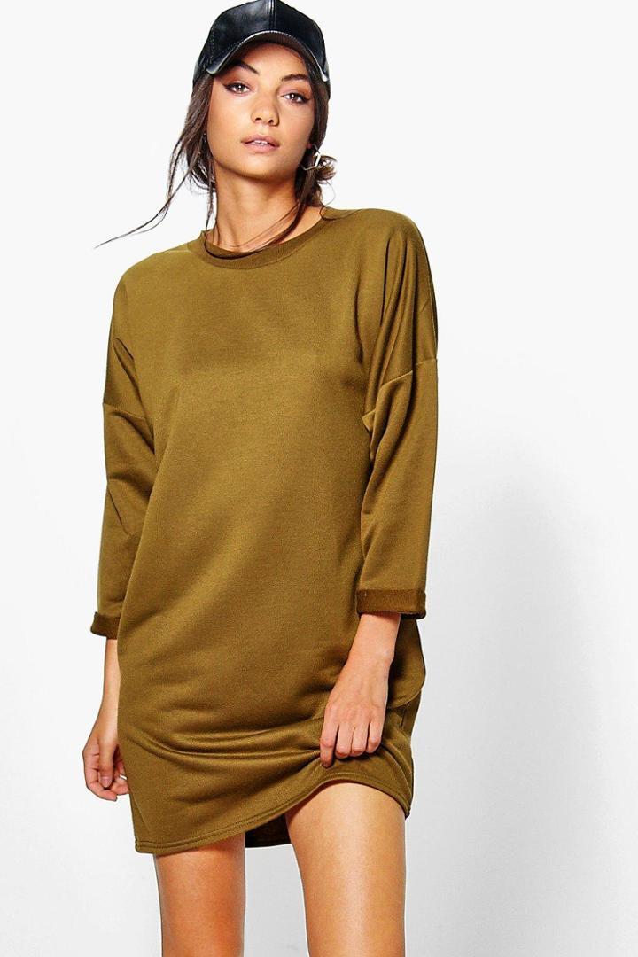 Boohoo Tall Rainee Oversized Sweat Dress Khaki
