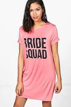 Boohoo Charlotte Bride Squad T-shirt Dress