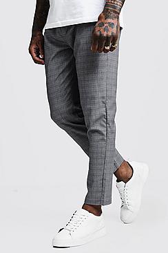 Boohoo Micro Check Smart Cropped Jogger