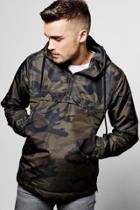 Boohoo Over The Head Camo Print Cagoule Khaki