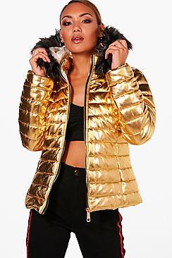 Boohoo Metallic Padded Jacket