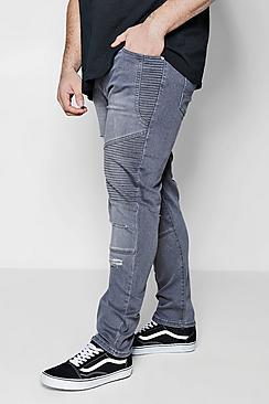 Boohoo Big And Tall Slim Fit Biker Ripped Jeans