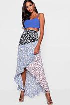 Boohoo Orla Woven Spliced Floral Maxi Skirt
