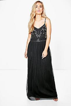 Boohoo Plus Rose Sequin Embroidered Maxi Dress