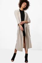 Boohoo Georgina Tie Detail Duster Stone