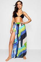 Boohoo Julia Colour Block Tie Maxi Beach Sarong