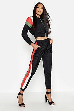Boohoo Stripe Shell Tracksuit Joggers