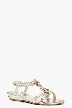 Boohoo Natalie Metallic Embellished Sandal