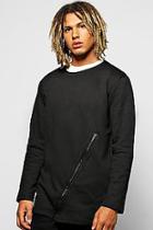Boohoo Longline Sweatshirt With Zip Panel