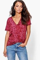Boohoo Tall Miri Slub Burnout Oversized V Neck Tee