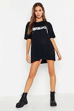 Boohoo Metallica License Oversized T-shirt Dress