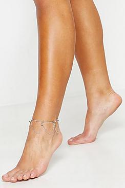 Boohoo Delicate Drop Layered Anklet
