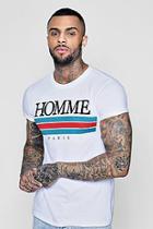 Boohoo Homme Paris Print T-shirt With Rolled Sleeve