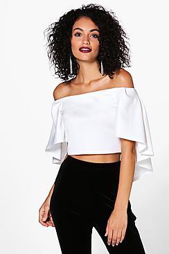 Boohoo Arabella Off The Shoulder Cape Crop