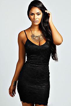 Boohoo Cozette Strappy Lace Bodycon Dress