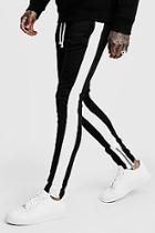 Boohoo Tricot Skinny Fit White Side Panel Joggers