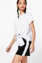 Boohoo Jessie Contrast Side Stripe Mini Skirt Black