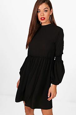 Boohoo Ivy Balloon Sleeve Skater Dress