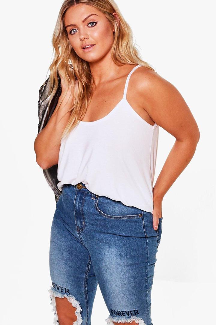 Boohoo Plus Jasmine Swing Cami Tank Top White
