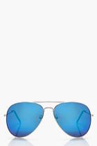 Boohoo Laila Light Blue Lens Aviator Sunglasses