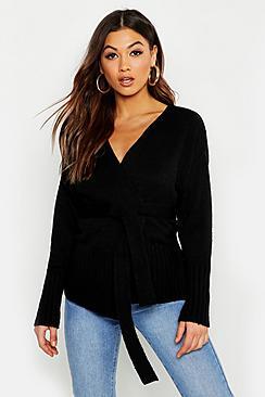 Boohoo Wrap Detail Peplum Cardigan