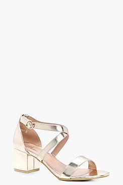 Boohoo Mary Cross Strap Low Block Heels