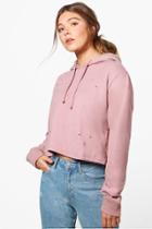 Boohoo Willow Distressed Washed Hoody Peach