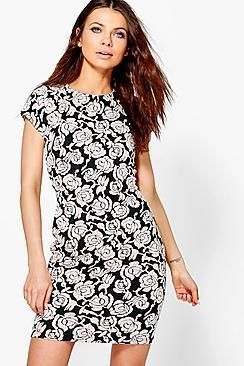 Boohoo Gloria Textured Floral Bodycon Dress
