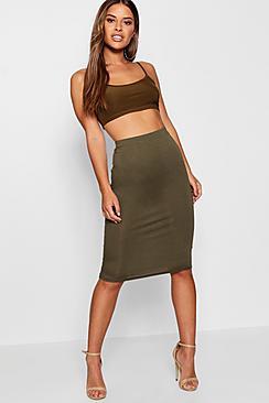 Boohoo Petite April Basic Bodycon Midi Skirt
