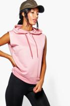 Boohoo Alice Fit Running Hooded Tank Sweat Pink