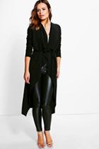 Boohoo Molly Belted Midi Duster Black