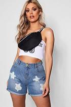 Boohoo Plus Zoe Star Rip Roll Hem Short