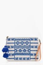 Boohoo Grace Blue Embroidery Tassel Clutch Bag Multi