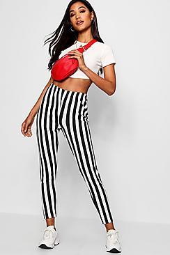 Boohoo Thea Tonal Bold Stripe Crepe Legging