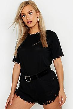Boohoo Plus Leopard Print Ringer Top