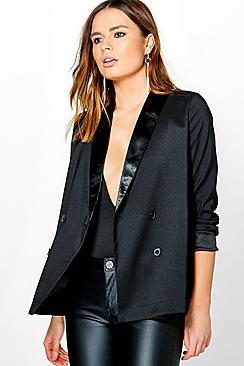 Boohoo Elizabeth Boutique Satin Lapel Tux Blazer