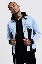 Boohoo Washed Denim Jacket With Contrast Front Panels